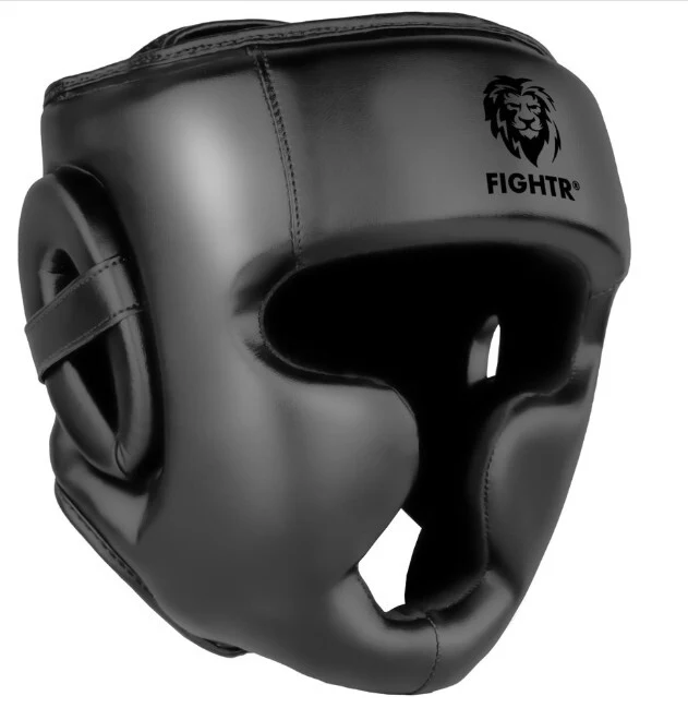 B-Ware FIGHTR Kopfschutz Kunstleder schwarz L/XL verstellbarer Verschluss Kampfsport
