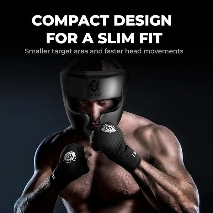 B-Ware FIGHTR Kopfschutz Boxhelm Sparring Schutzhelm Boxen MMA Muay Thai schwarz Gr S M