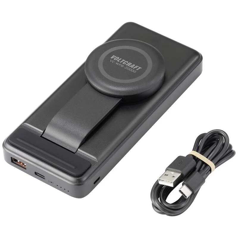 B-Ware Voltcraft Wireless Powerbank 20000 mAh Qi Ladegerät Akku Schwarz mit