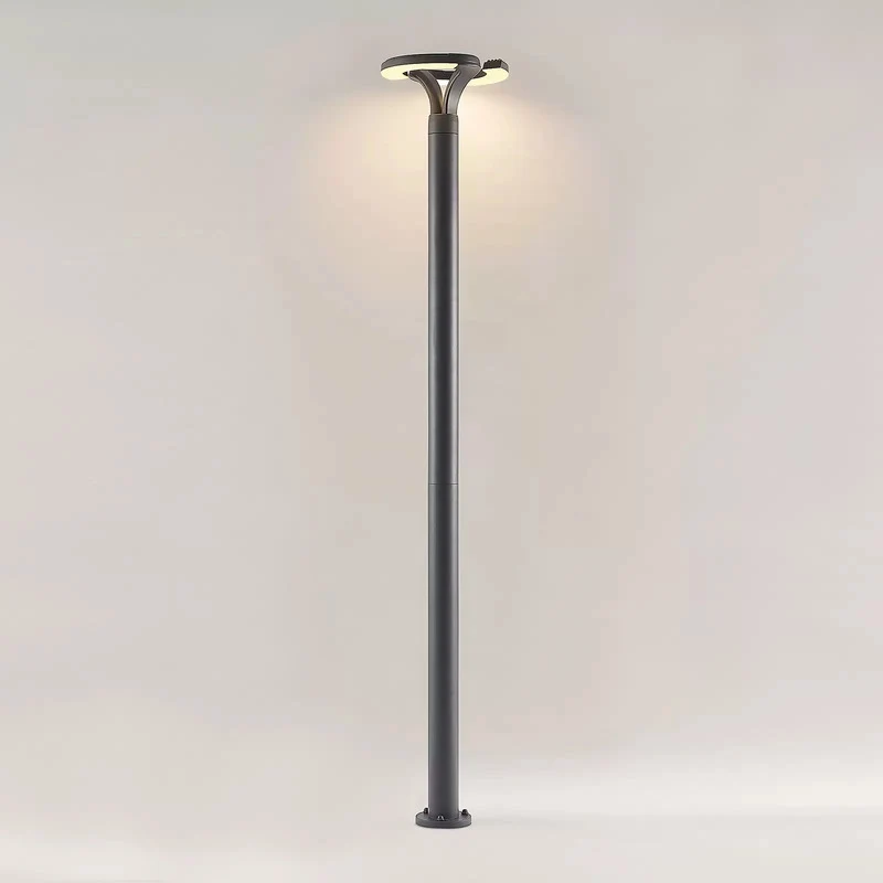 B-Ware Lindby Außenleuchte Mastleuchte LED Kreis dunkelgrau Aluminium Kunststoff