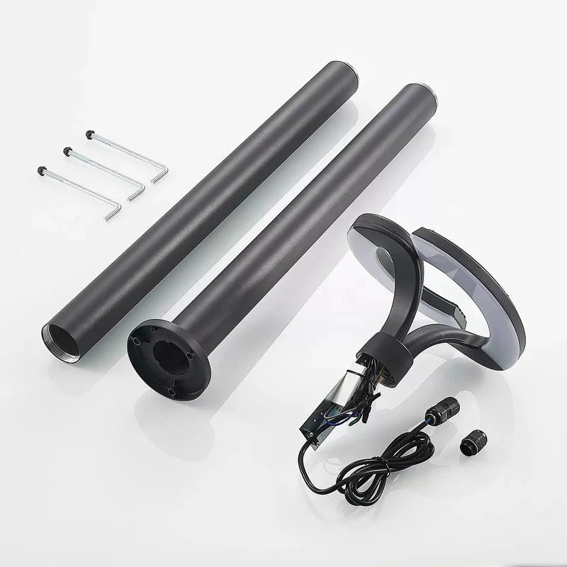 B-Ware Lindby Außenleuchte Mastleuchte LED Kreis dunkelgrau Aluminium Kunststoff