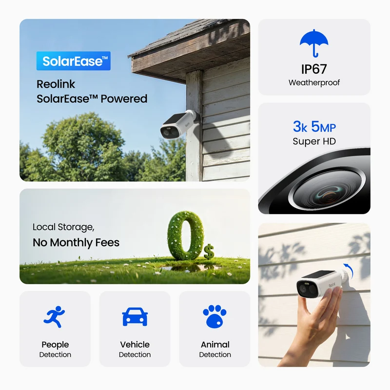 Reolink Argus Solar 5MP Wireless Solar Security Camera