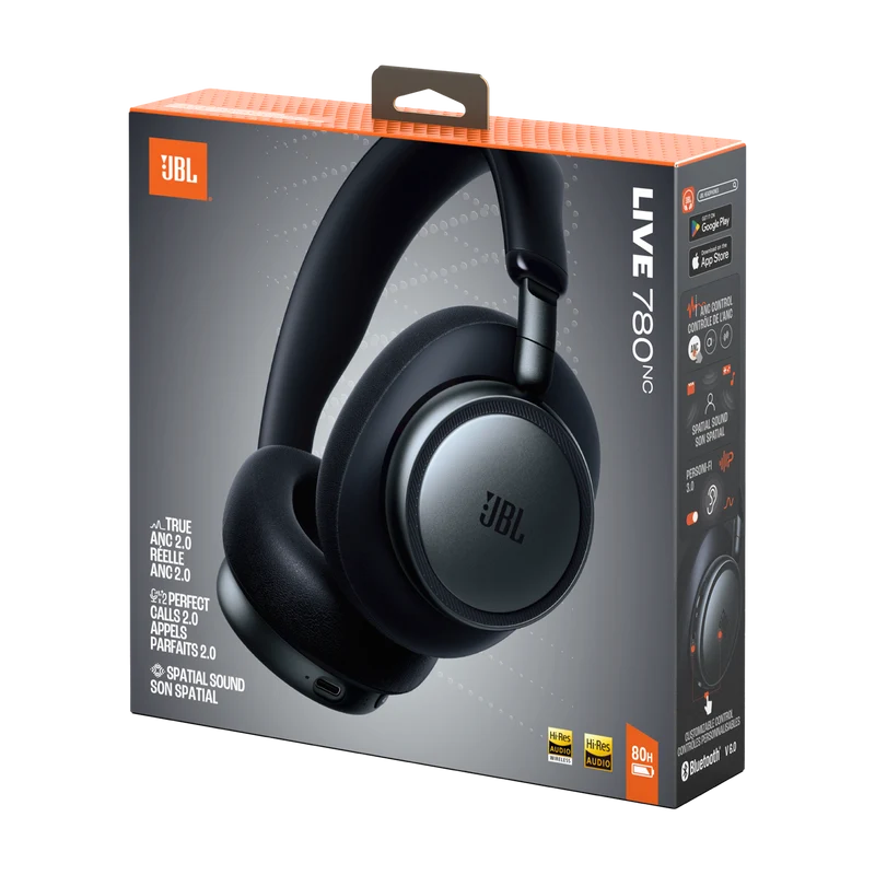 JBL Live 780NC Wireless Over-Ear Noise Cancelling Headphones - Black