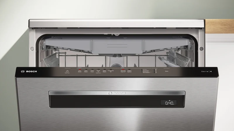 Bosch Series 4 Flat Door Freestanding Dishwasher, Brushed Steel