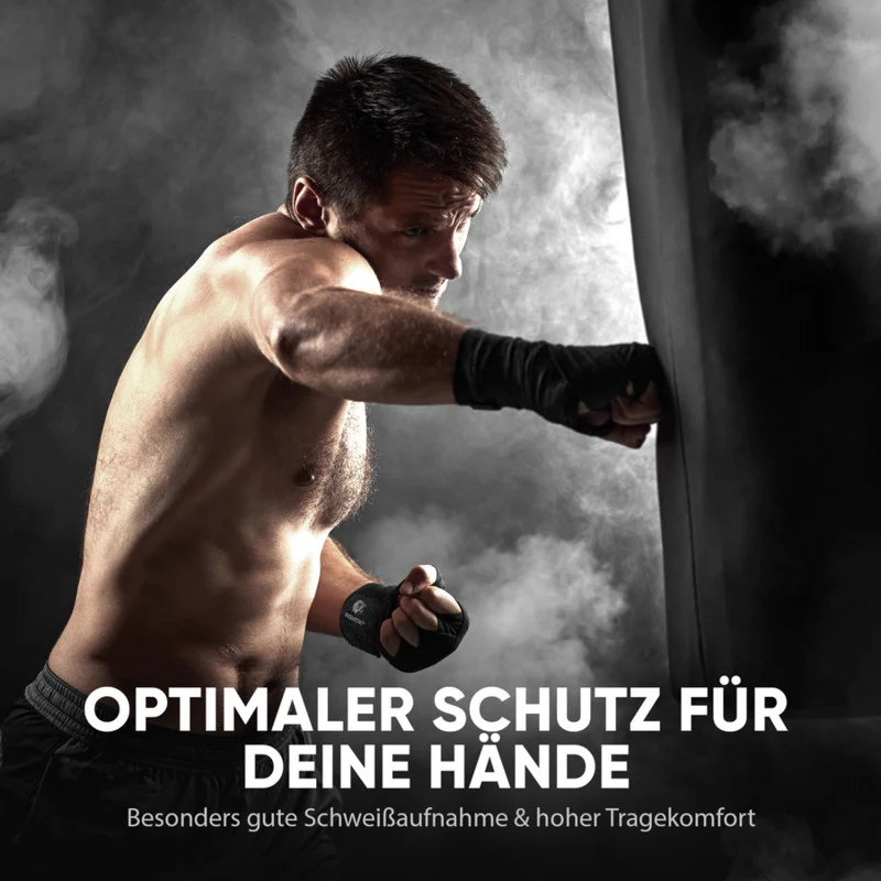 B-Ware FIGHTR Boxbandagen Kinder schwarz 2,5m optimaler Schutz für Boxen MMA Kampfsport