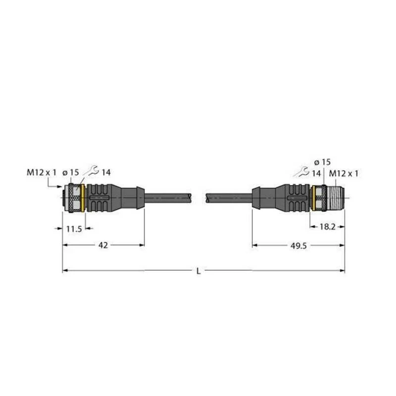 8x B-Ware Turck Aktuator- u. Sensorleitung PVC RKC4T-0.3-RSC4T M12 Stecker schwarz 0,3m