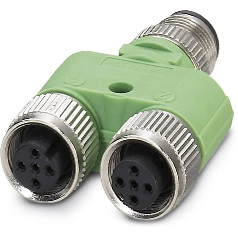 B-Ware Phoenix Contact Verteiler Adapter Y-Form Sensorik M12 Stecker Grün 4pol 5 Stück