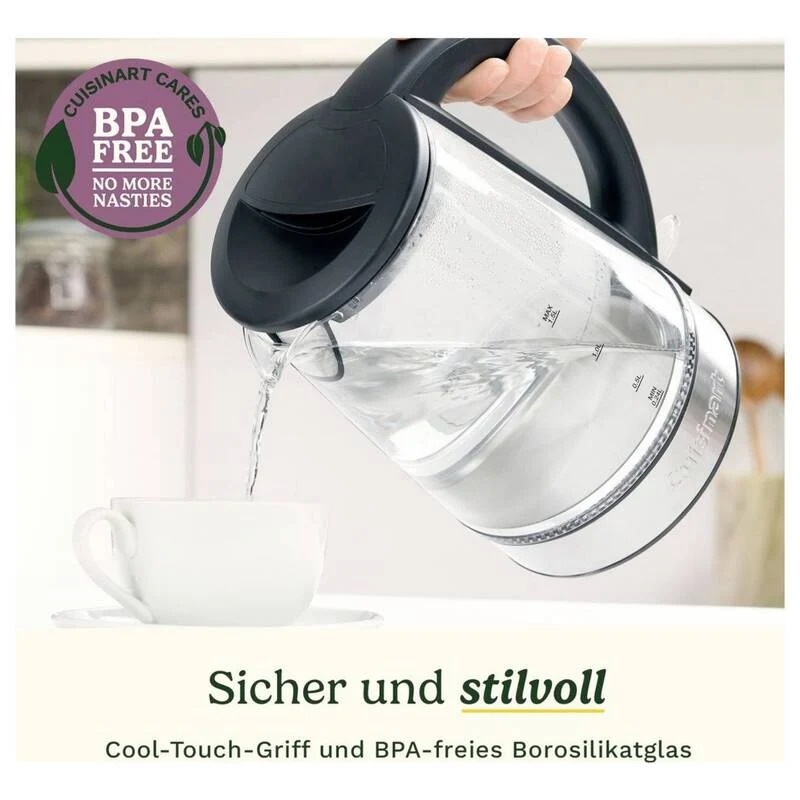 B-Ware Cuisinart Wasserkocher Teekocher Glasklar 1,5l Kocher für heiße Getränke Küche