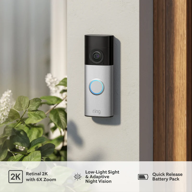Ring Battery Video Doorbell 2K Plus - Nickle Silver