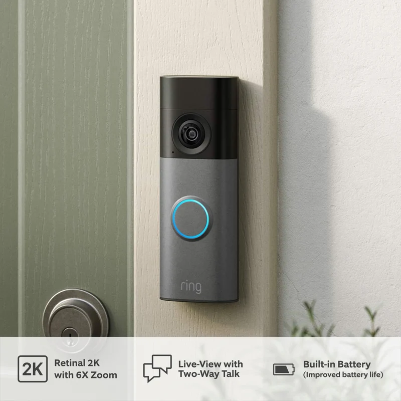 Ring Battery Video Doorbell 2K - Speckled Grey