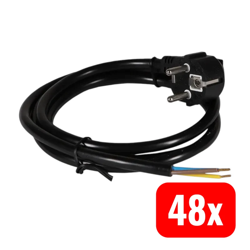 B-Ware H4L Anschlussleitung Stromkabel Netzkabel Schukostecker schwarz 1,5 m 48 STÜCK