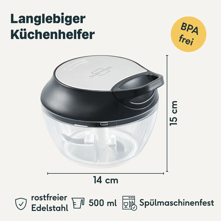 B-Ware SILBERTHAL Multizerkleinerer Küchenhelfer Rühreinsatz Frischhaltedeckel