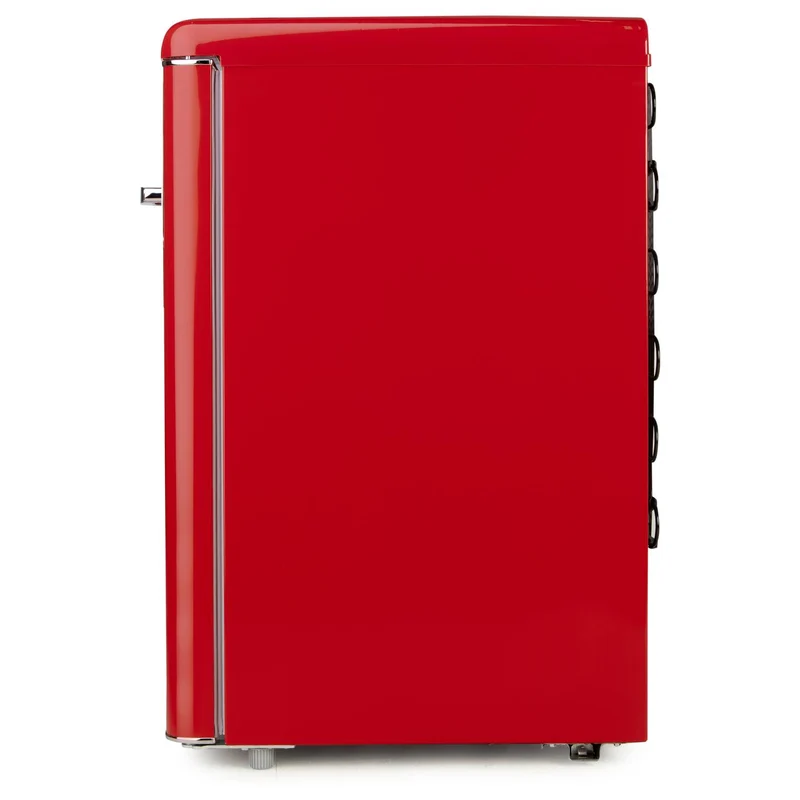 B-Ware Domo Kühlschrank Minibar Retro rot 120L LED Glasböden Standgerät Küchengerät