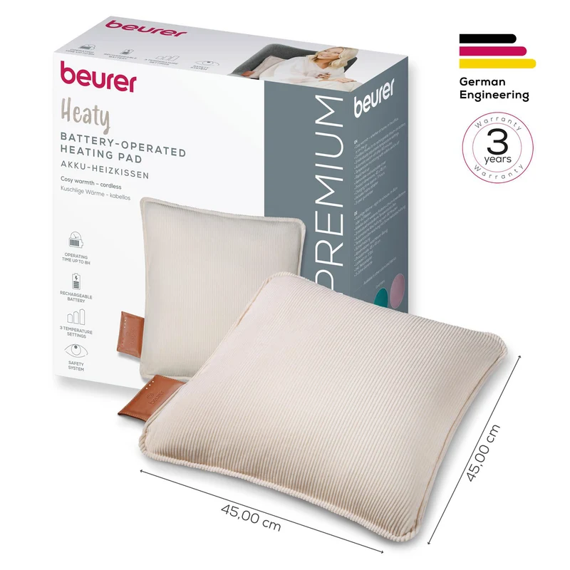 Beurer Heaty - Rechargeable Heated Cushion - Cashmere Crme