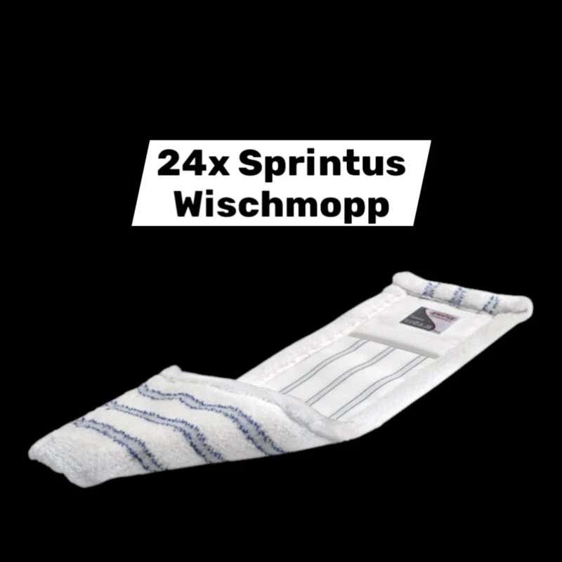 B-Ware Sprintus Wischmopp Bodenreiniger Mikrofaser weiß/blau B500mm für Böden 24 STÜCK