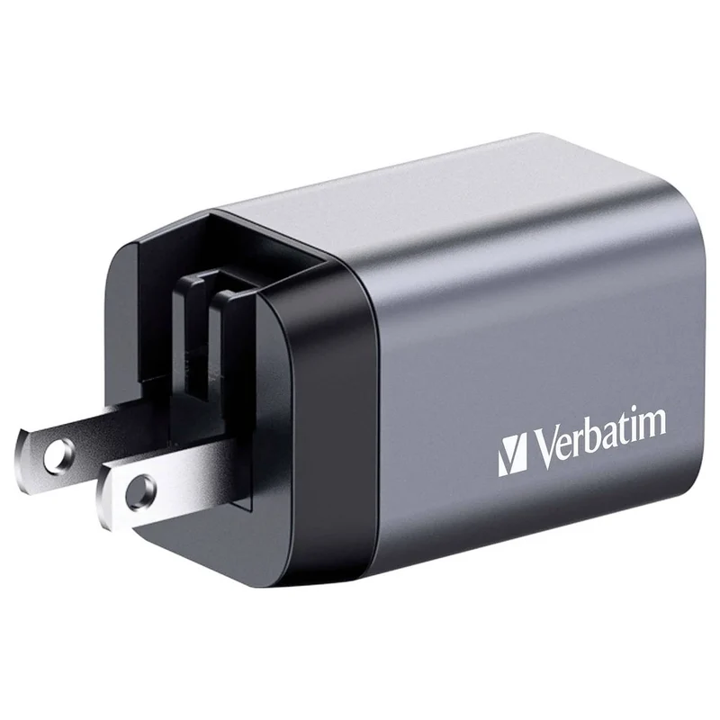 B-Ware Verbatim Reiseladeadapter Ladegerät GaN USB-C USB-A Grau Smartphone Tablet