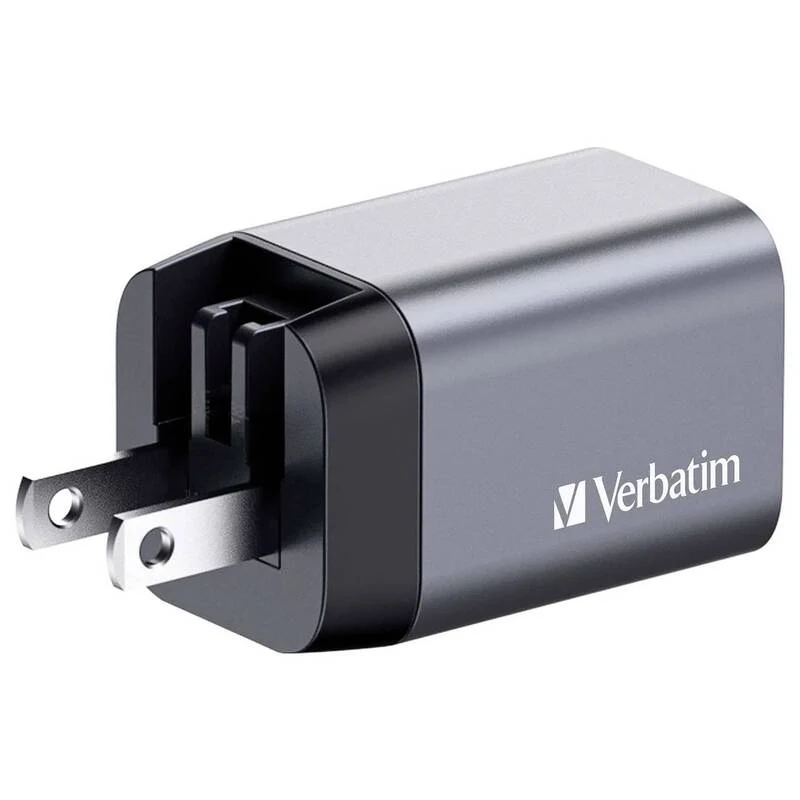 B-Ware Verbatim Reiseladeadapter Ladegerät GaN USB-C USB-A Grau Smartphone Tablet