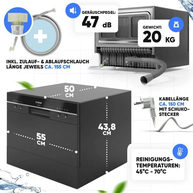 D-Ware Bomann TSG 7405 Tischgeschirrspüler Kompaktgerät Geschirrspüler 550 mm EEK D