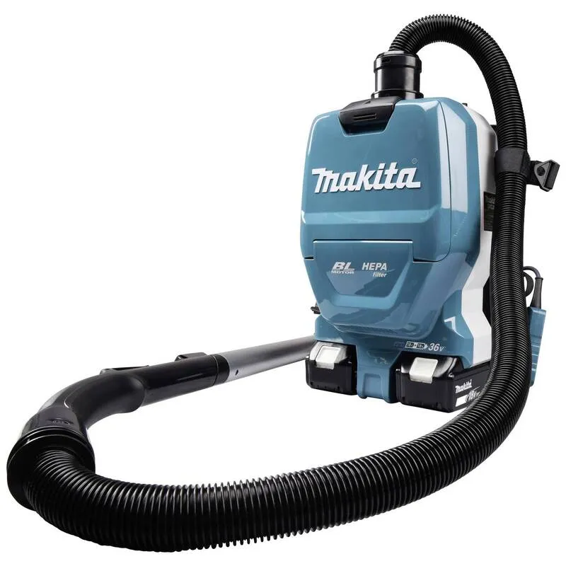 B-Ware Makita Akku-Rucksackstaubsauger 2x18V akkubetrieben Staubsauger 70dB türkis