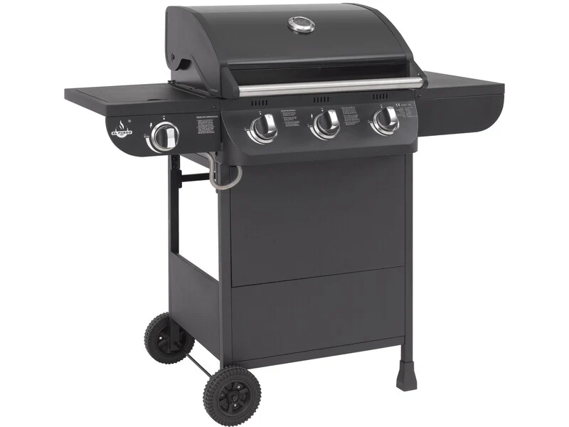 B-Ware El Fuego Gasgrill Columbus 3-Brenner Grill mit Seitenkocher Garten schwarz