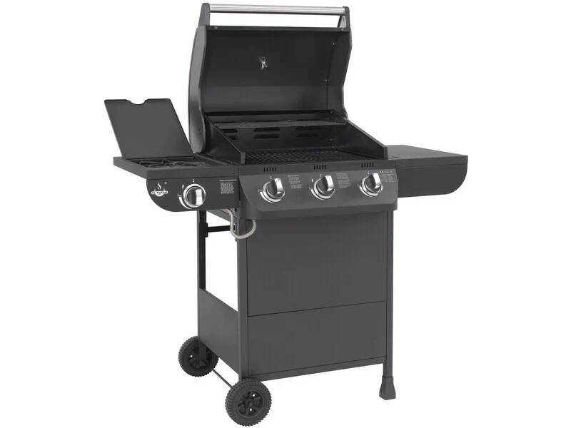 B-Ware El Fuego Gasgrill Columbus 3-Brenner Grill mit Seitenkocher Garten schwarz