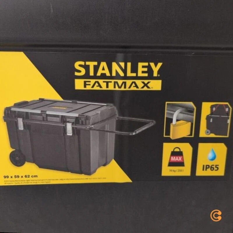 B-Ware Stanley Mobile Werkzeugbox FatMax 240l IP65 mit 7 Rädern und Teleskopgriff