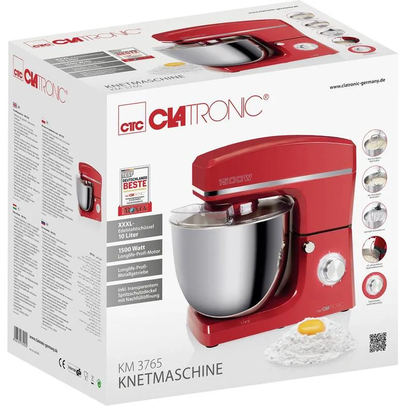 B-Ware Clatronic Küchenmaschine Rührmaschine Knetmaschine Teigmaschine KM 3765 rot