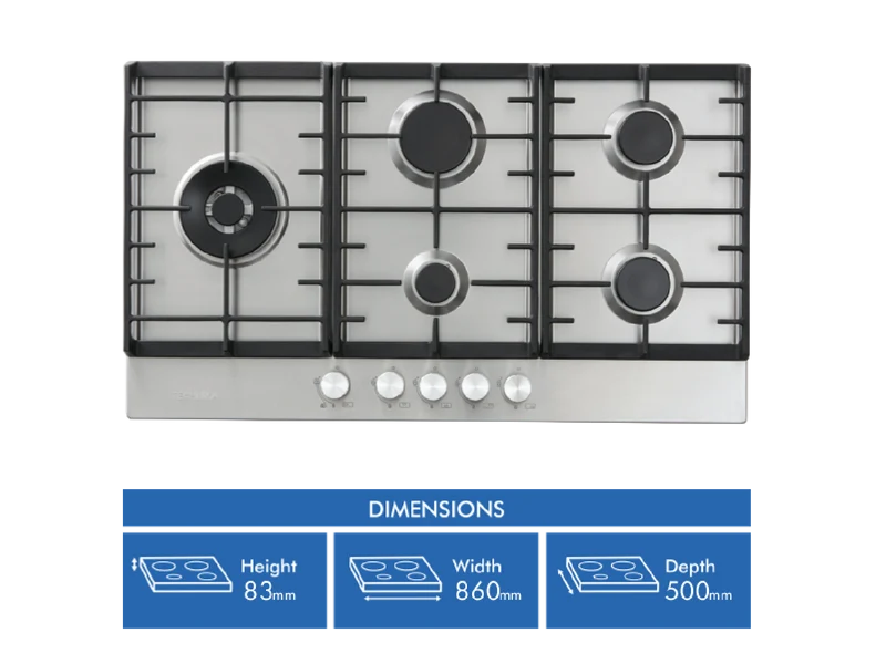 Technika 90cm Stainless Steel Gas Cooktop
