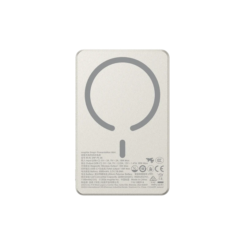 Mophie Snap+ Powerstation Mini 5K Magnetic White Titanium