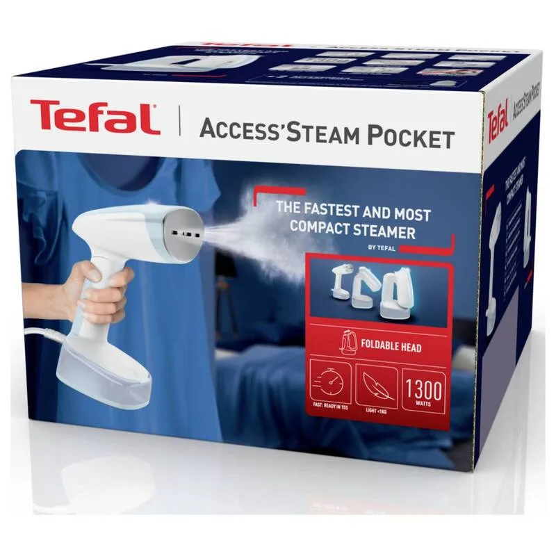 B-Ware Tefal Dampfbügeleisen Steamer Access Steam Pocket 1300W Blau Weiß mit Pinsel