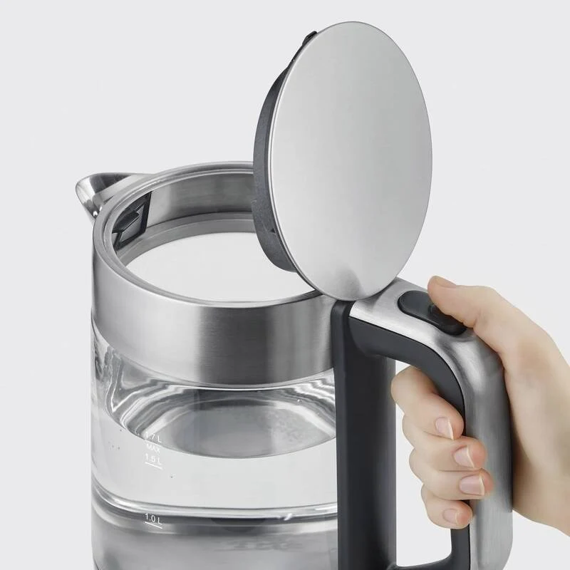 B-Ware Severin Wasserkocher Teekocher Glas Edelstahl schwarz 2200W 1,7l kabelgebunden