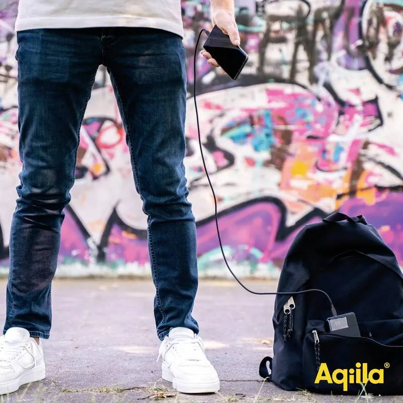B-Ware Aqiila Powerbank 20000 mAh LiPo Akku Ladegerät USB-A USB-C schwarz tragbar 3A