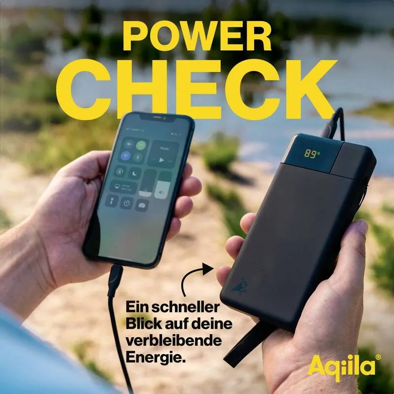 B-Ware Aqiila Powerbank 20000 mAh LiPo Akku Ladegerät USB-A USB-C schwarz tragbar 3A