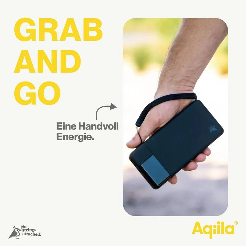 B-Ware Aqiila Powerbank 20000 mAh LiPo Akku Ladegerät USB-A USB-C schwarz tragbar 3A