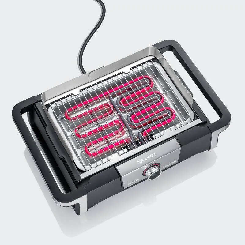 D-Ware Severin BBQ-Grill PG 8118 SENOA DigitalBOOST S Elektrogrill 3000W schwarz/silber