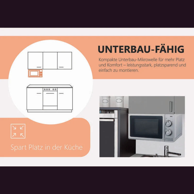 B-Ware Silva Mikrowelle Unterbau MW-U 25.4 Einbaugerät Garraum 6Stufen Glasdrehteller