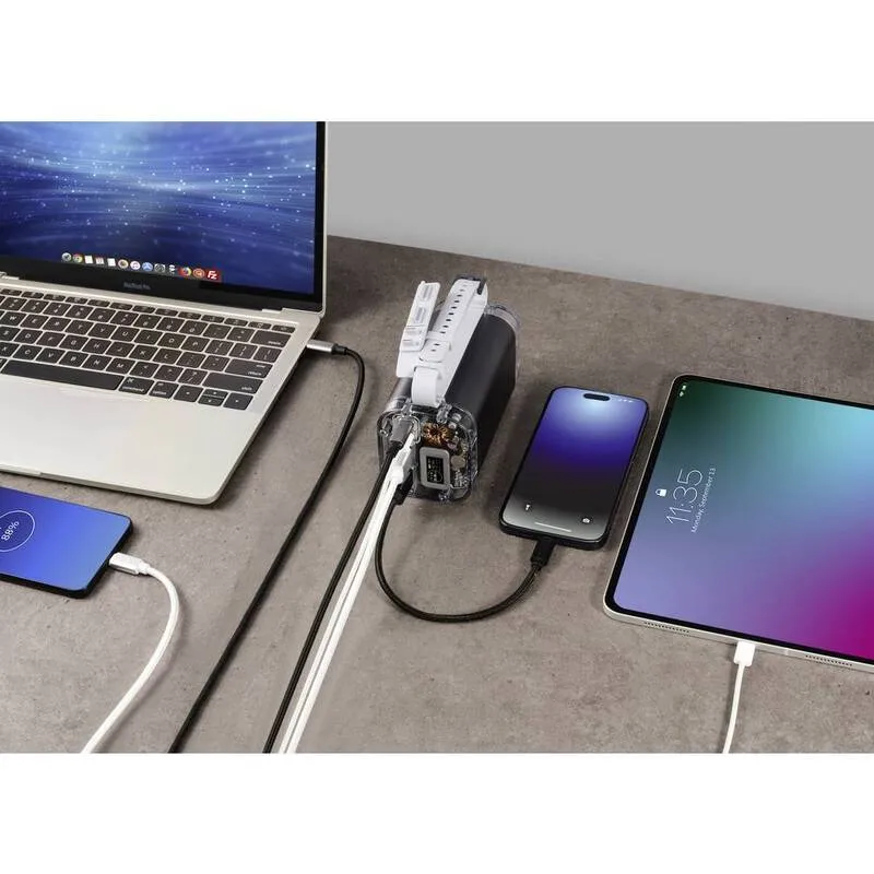 B-Ware VOLTCRAFT Powerbank Akku Ladegerät LED Taschenlampe Grau Outdoor 40000 mAh IP67