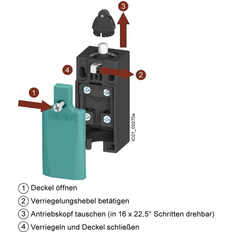 B-Ware Siemens Positionsschalter 3SE5232-0LD03-1AH0 Rollenstößel IP65 6A Kunststoff 1St