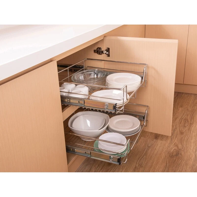 B-Ware Teleskopschublade Küchenschrank 60cm Utensilienhalter stabil chrom 10kg