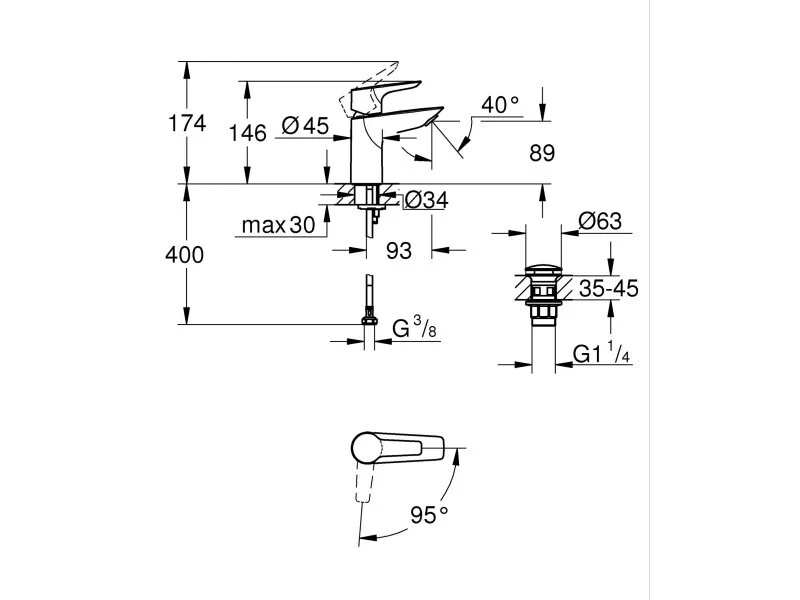 B-Ware Grohe Waschtischarmatur Einhebelmischer Alira Chrom wassersparend 1-Loch 2