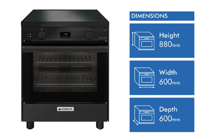 Emilia 60cm Induction Freestanding Cooker, Black