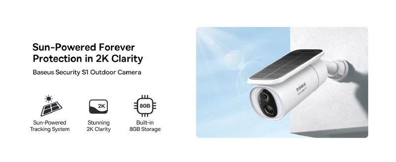 Baseus S1 2K Solar-Powered Spotlight Security Camera