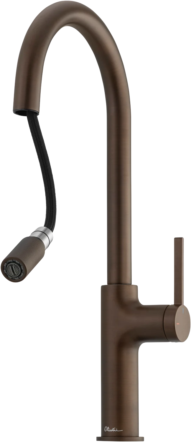 Oliveri Vilo Goose Neck Pull Out Mixer, Antique Bronze