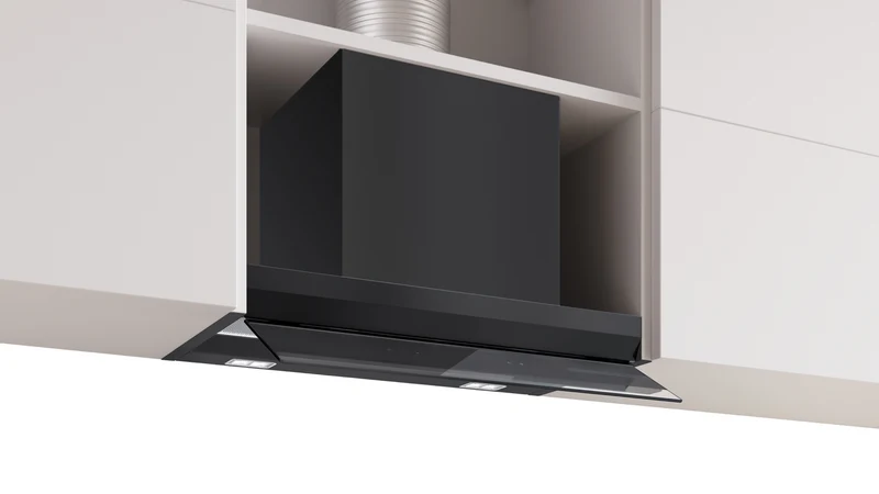 Bosch Series 6, 60cm Integrated Rangehood, Clear Glass Black Printed, Matt Black