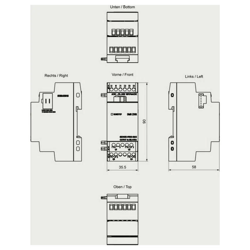 B-Ware Siemens SPS-Erweiterungsmodul 6ED1055-1FB00-0BA3 LOGO! 9 115V 230V 4 Ausgänge