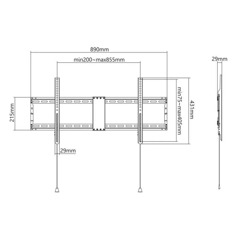 B-Ware Manhattan Tv Wandhalterung Zusammenklappbar 109,2 254,0 Cm Wandhalterung