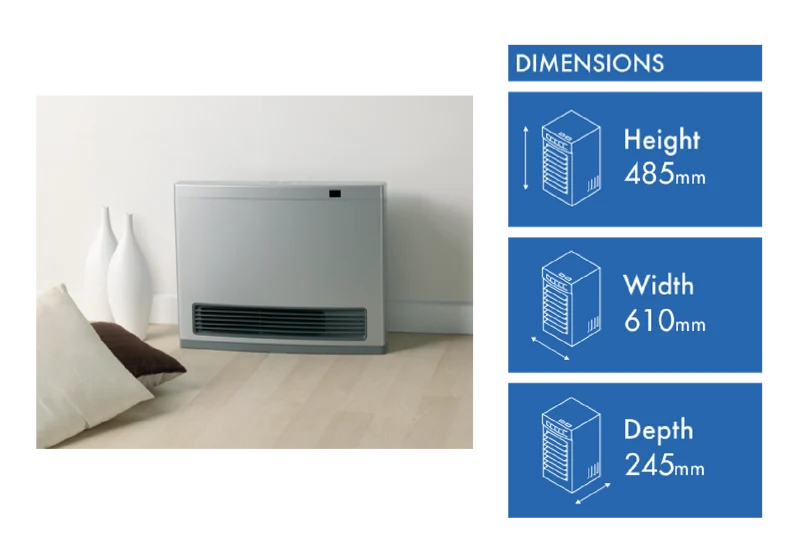 Rinnai Avenger 25MJ LPG Unflued Convector Heater - Silver