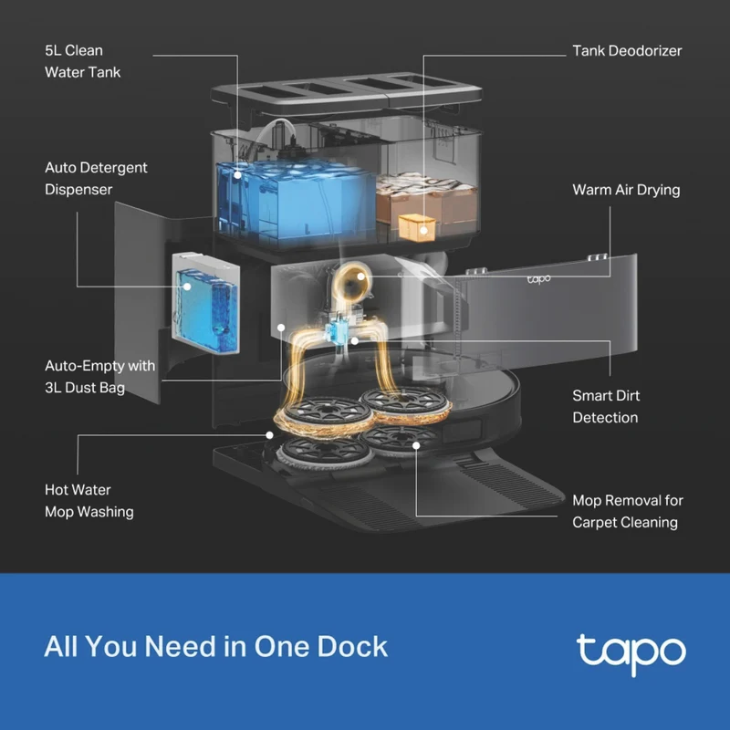 TP-LINK Tapo RV50 Pro Omni Robot Vacuum and Mop with All-In-One Dock