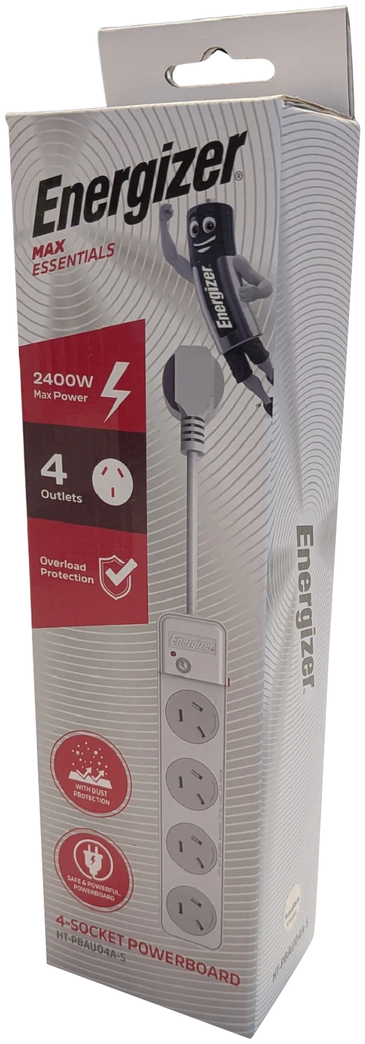 Energizer 4-Socket Surge Protection Powerboard