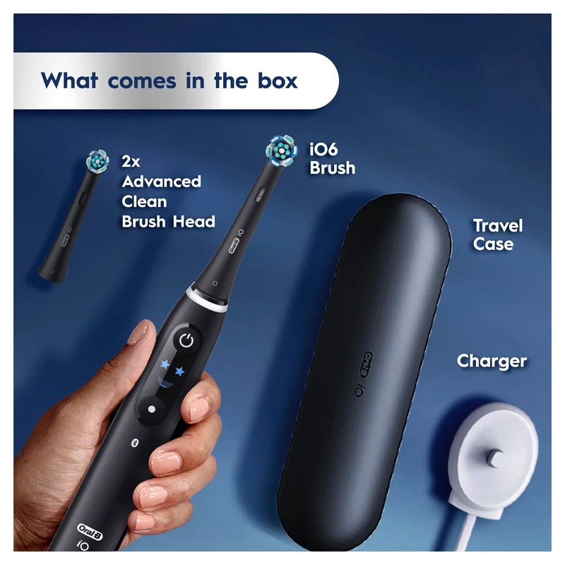 Oral B iO 6 Connected Coach Advanced Clean Electric Toothbrush Black Lava